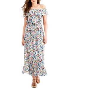 🎉HP🎉Style &Co White Floral Off The Shoulder Maxi Dress